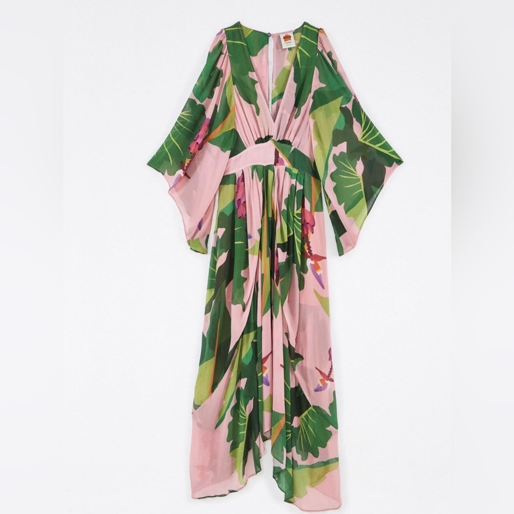 FARM RIO PINK- TROPICALISTIC MAXI DRESS- XS